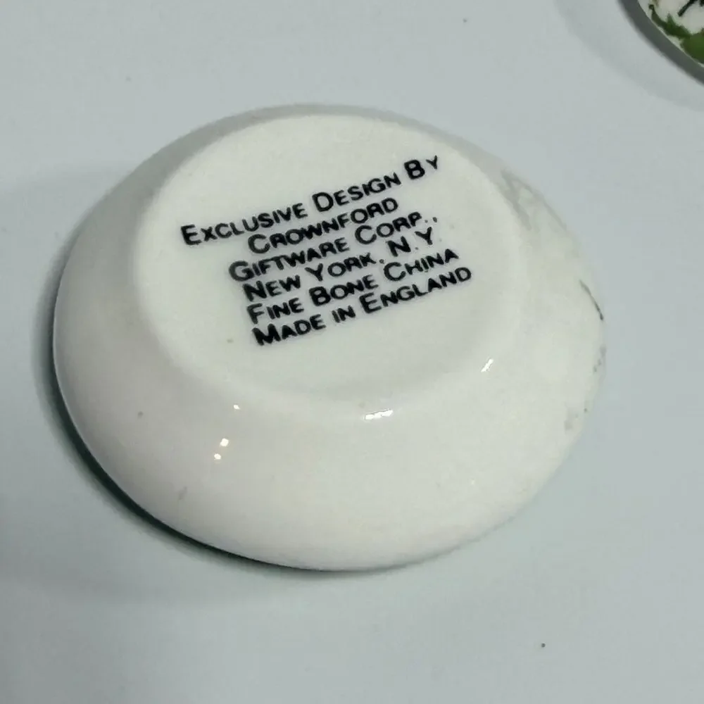Crownford Round Fine Bone China Miniature Trinket Box Poppies Butterfly 1.75